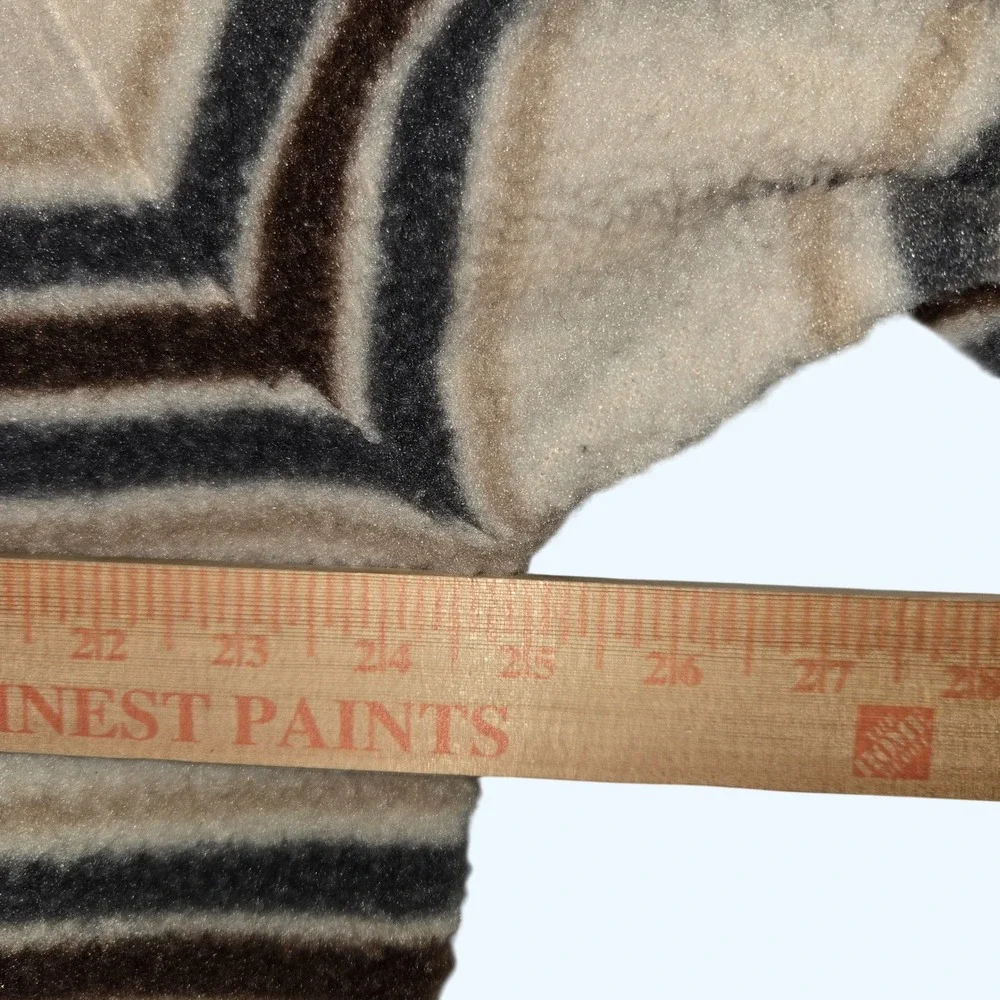 NEW Lucky Brand Striped Fleece Snap Mock Neck Pullover Beige Brown Mens Large